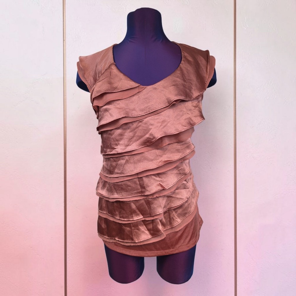 The Limited Mauve Pink Tiered Ruffle Sleeveless Top Scoop Neck Small Vintage